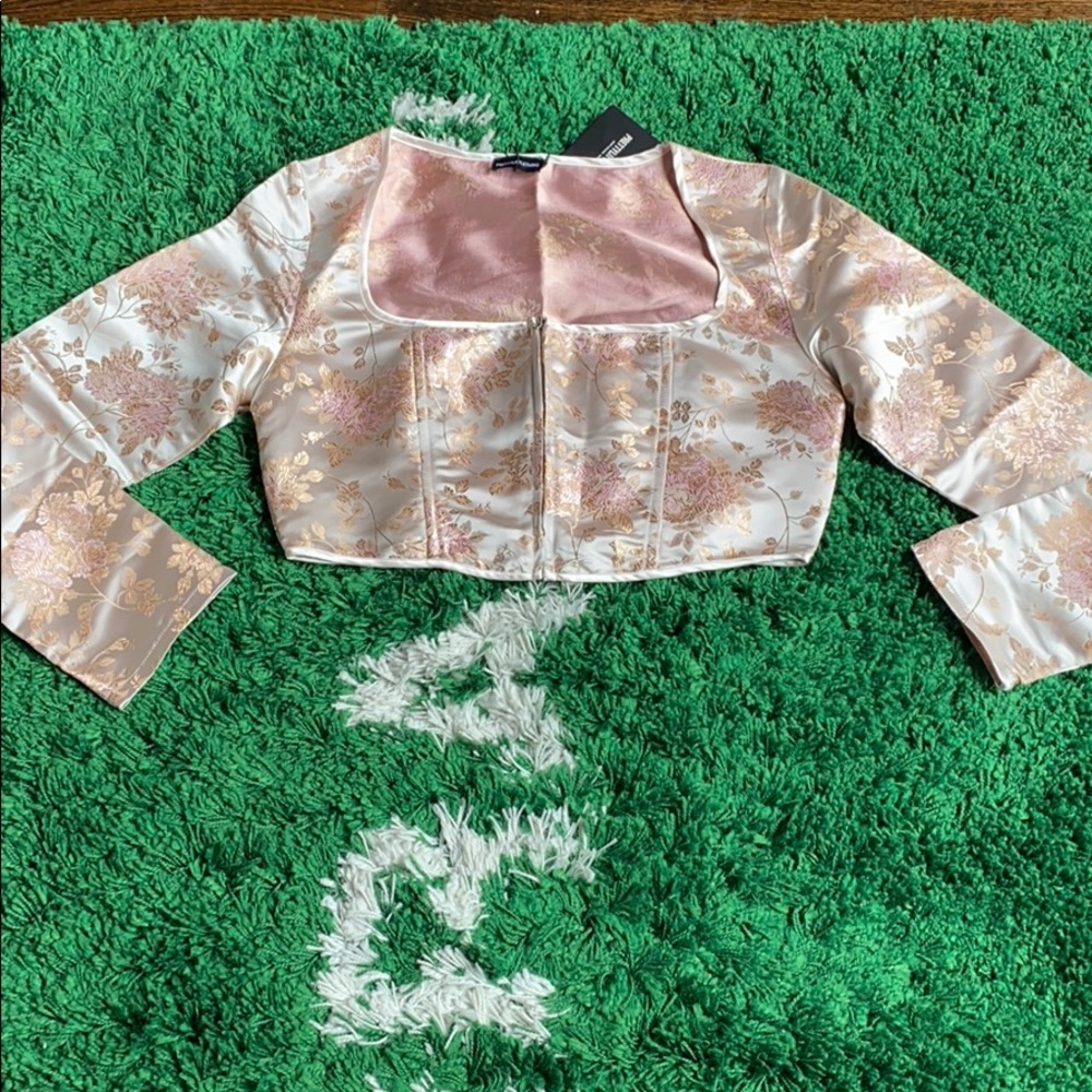 Light pink oriental satin top